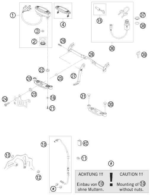 Explosionszeichnung der Baugruppe INSTRUMENTE / SCHLOSSSYSTEM, Position 27 ist markiert