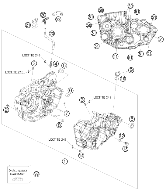 Explosionsgrafik MOTORGEHÄUSE
