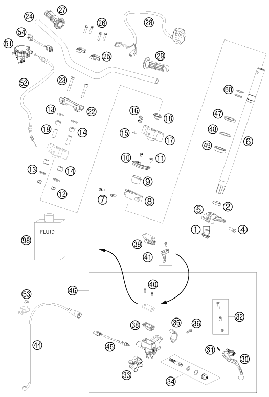 Explosionszeichnung der Baugruppe LENKER, ARMATUREN, Position 6 ist markiert