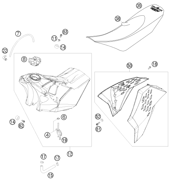 Explosionsgrafik TANK, SITZBANK