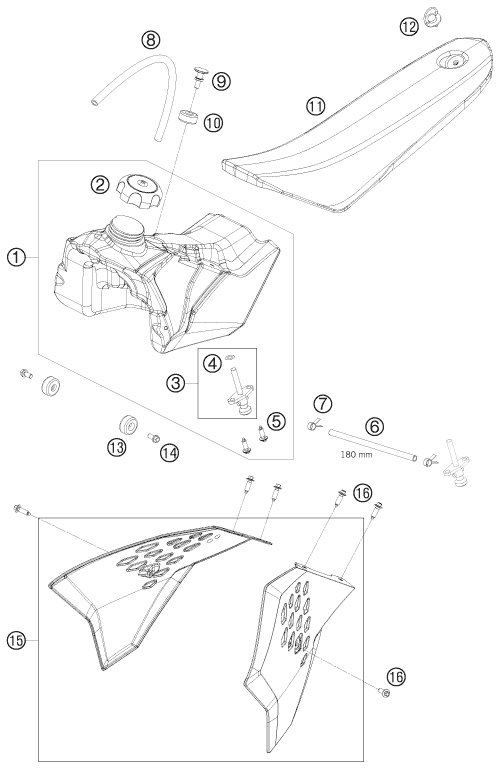 Explosionsgrafik TANK, SITZBANK