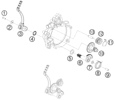 Explosionszeichnung der Baugruppe KICKSTARTER, Position 11 ist markiert