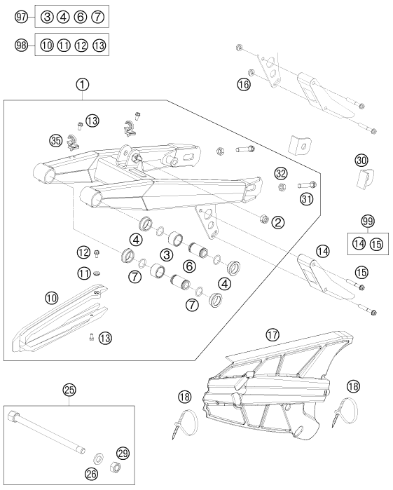 Explosionsgrafik SCHWINGARM