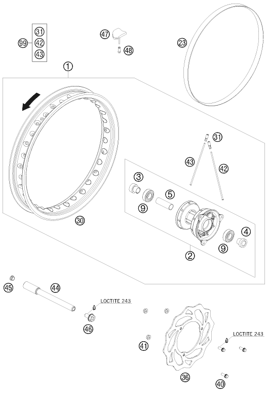 Explosionsgrafik VORDERRAD