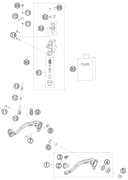 Explosionsgrafik BETÄTIGUNG HINTERBREMSE