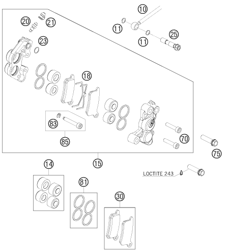 Explosionsgrafik BREMSZANGE VORNE