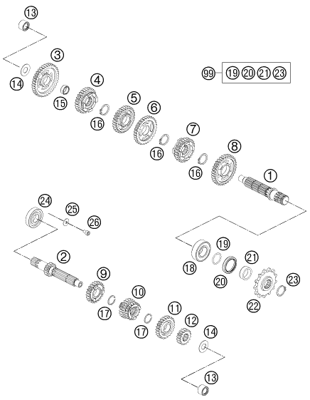 Explosionsgrafik GETRIEBE