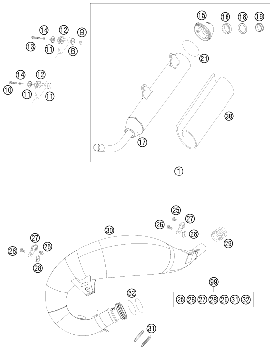 Explosionsgrafik AUSPUFFANLAGE