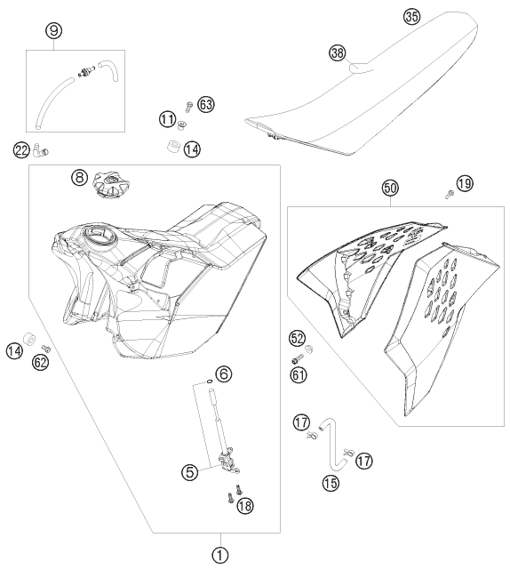 Explosionsgrafik TANK, SITZBANK