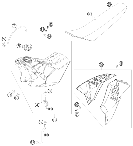 Explosionsgrafik TANK, SITZBANK