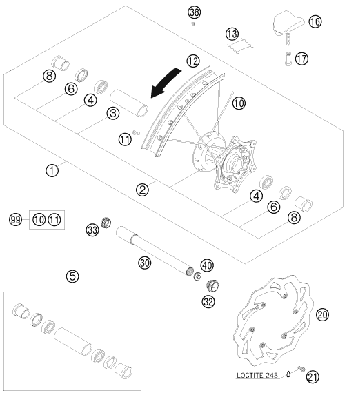 Explosionsgrafik VORDERRAD