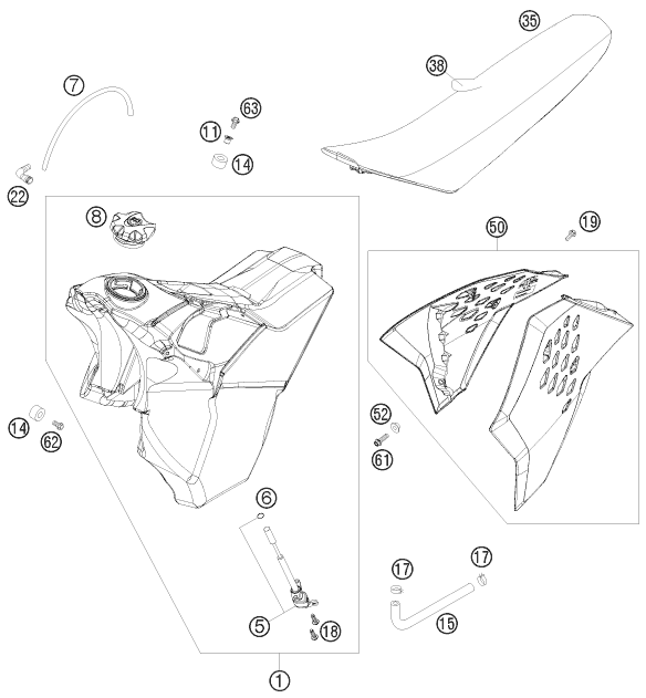 Explosionsgrafik TANK, SITZBANK