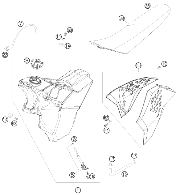 Explosionsgrafik TANK, SITZBANK