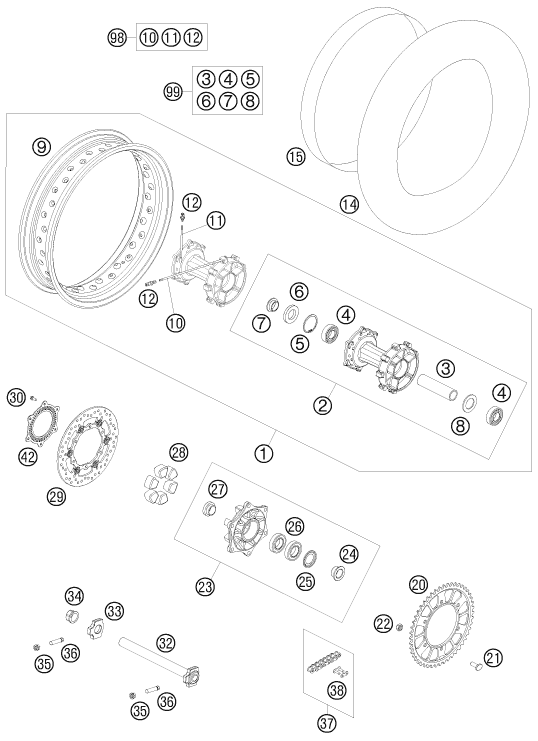 Explosionsgrafik HINTERRAD