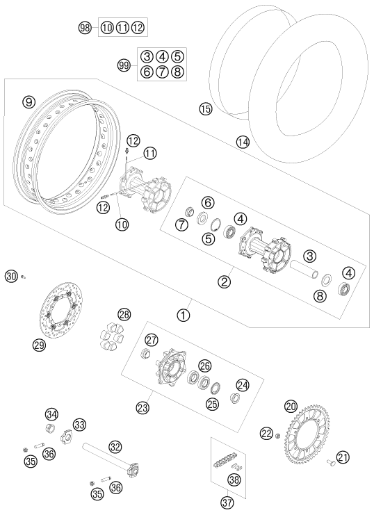 Explosionsgrafik HINTERRAD