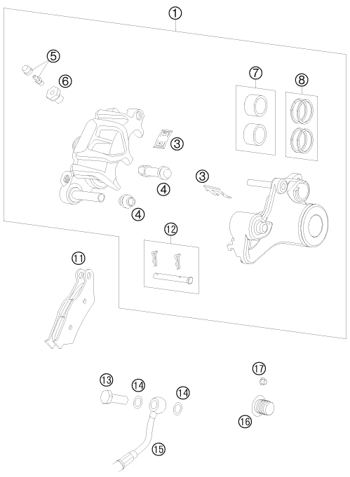 Explosionsgrafik BREMSZANGE HINTEN