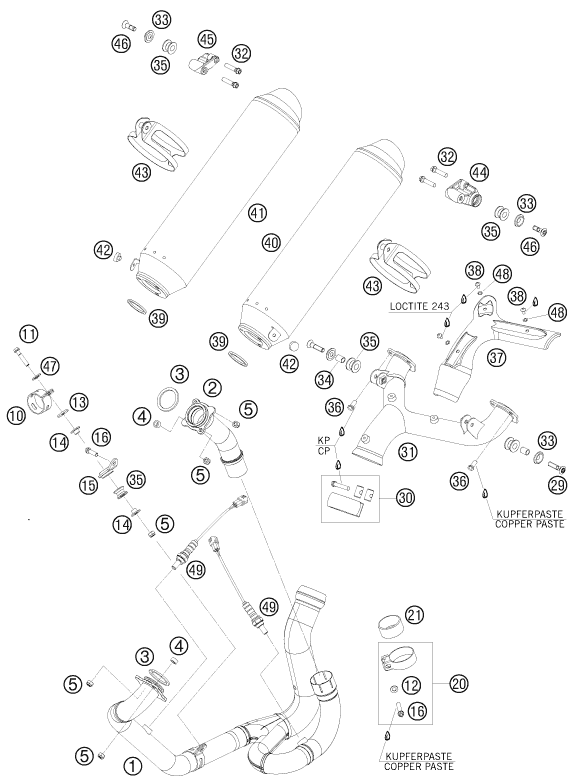 Explosionsgrafik AUSPUFFANLAGE
