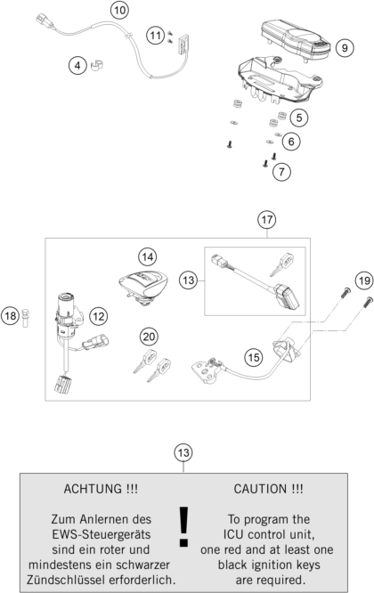 Explosionsgrafik INSTRUMENTE / SCHLOSSSYSTEM