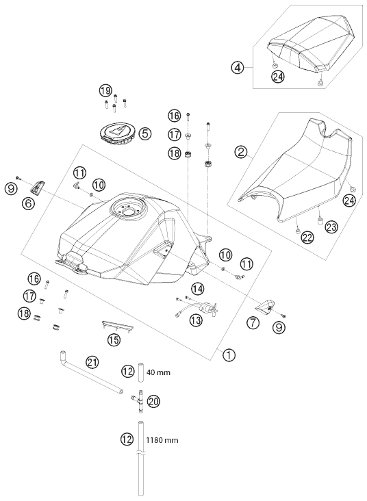 Explosionsgrafik TANK, SITZBANK