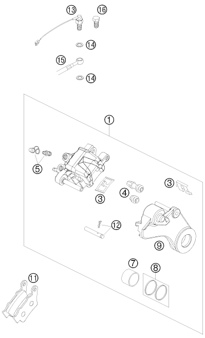 Explosionsgrafik BREMSZANGE HINTEN