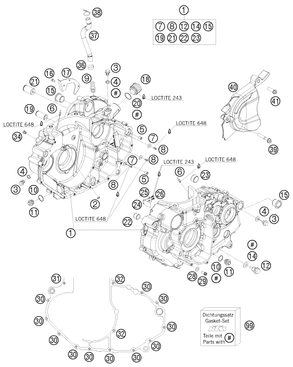 Explosionsgrafik MOTORGEHÄUSE
