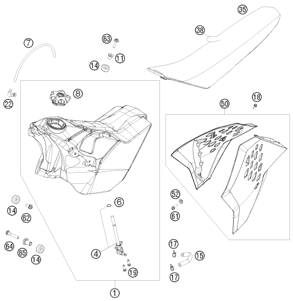 Explosionsgrafik TANK, SITZBANK