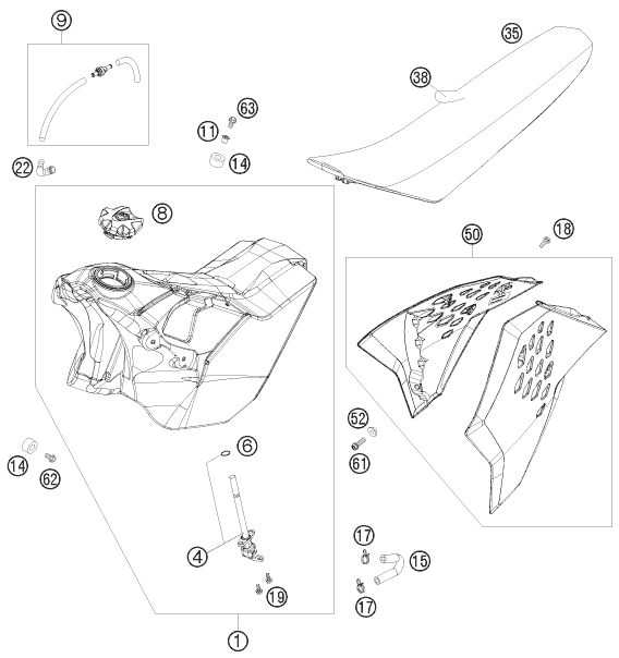 Explosionsgrafik TANK, SITZBANK