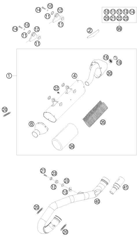 Explosionsgrafik AUSPUFFANLAGE