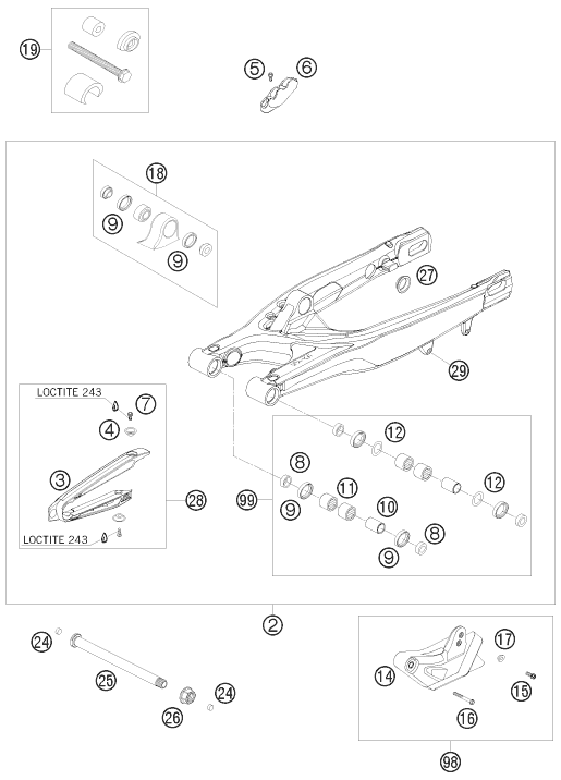 Explosionsgrafik SCHWINGARM