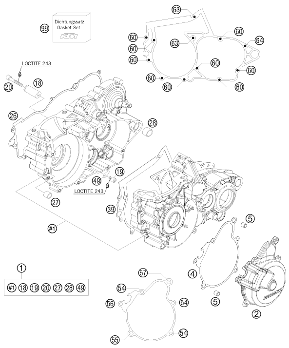 Explosionsgrafik MOTORGEHÄUSE