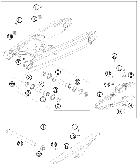Explosionsgrafik SCHWINGARM