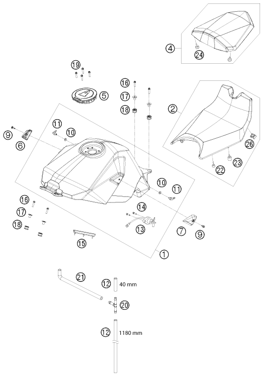 Explosionsgrafik TANK, SITZBANK
