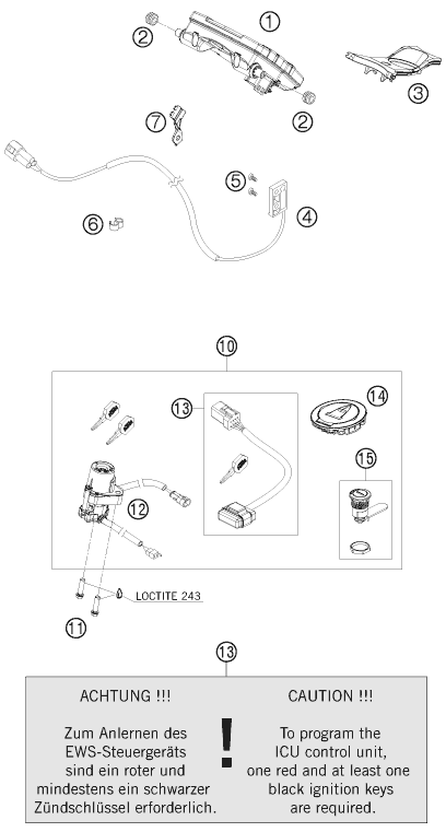 Explosionsgrafik INSTRUMENTE / SCHLOSSSYSTEM