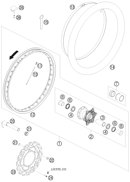 Explosionsgrafik VORDERRAD