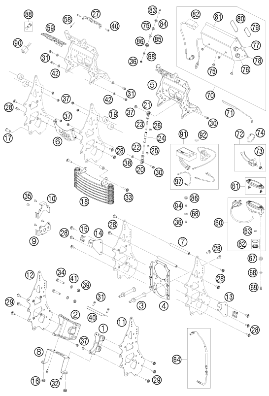 Explosionszeichnung der Baugruppe INSTRUMENTE / SCHLOSSSYSTEM, Position 13 ist markiert