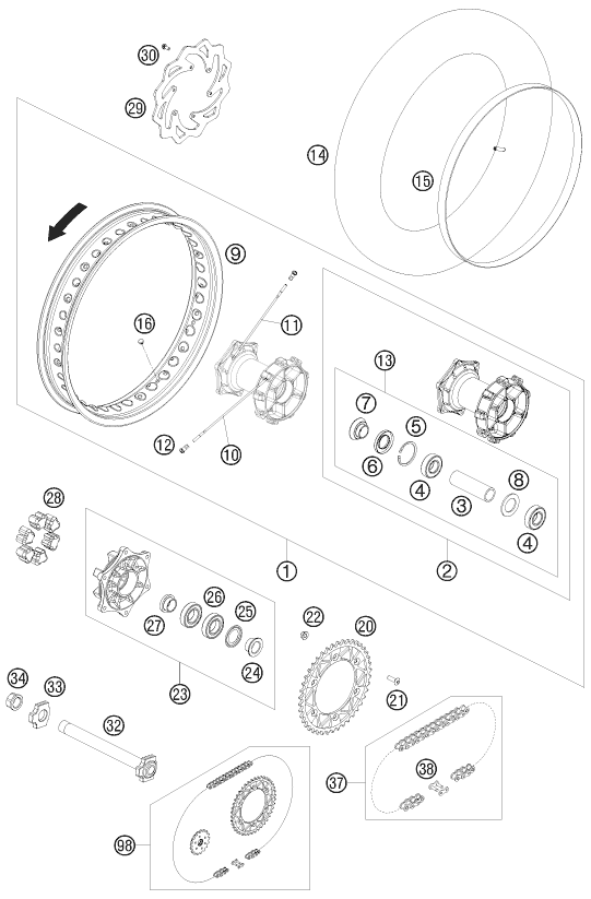 Explosionsgrafik HINTERRAD