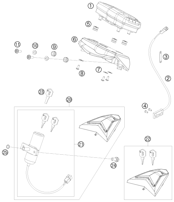 Explosionsgrafik INSTRUMENTE / SCHLOSSSYSTEM