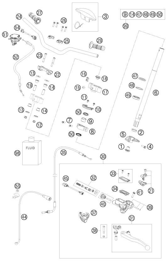 Explosionszeichnung der Baugruppe LENKER, ARMATUREN, Position 6 ist markiert