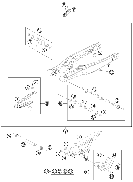 Explosionsgrafik SCHWINGARM