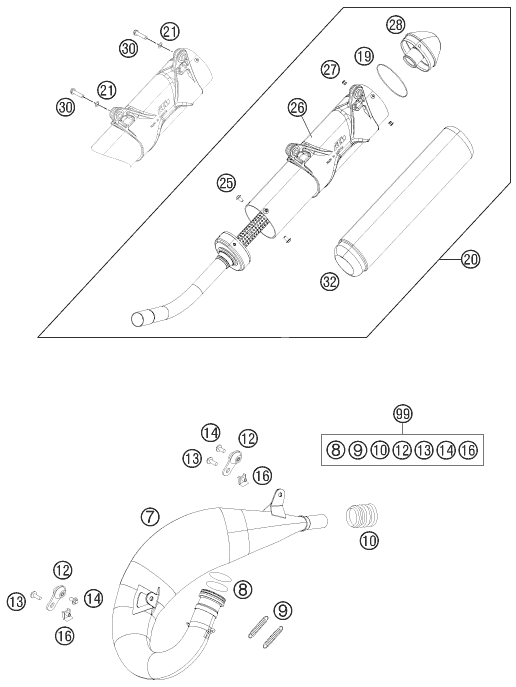 Explosionsgrafik AUSPUFFANLAGE