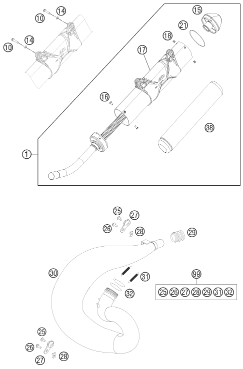 Explosionsgrafik AUSPUFFANLAGE