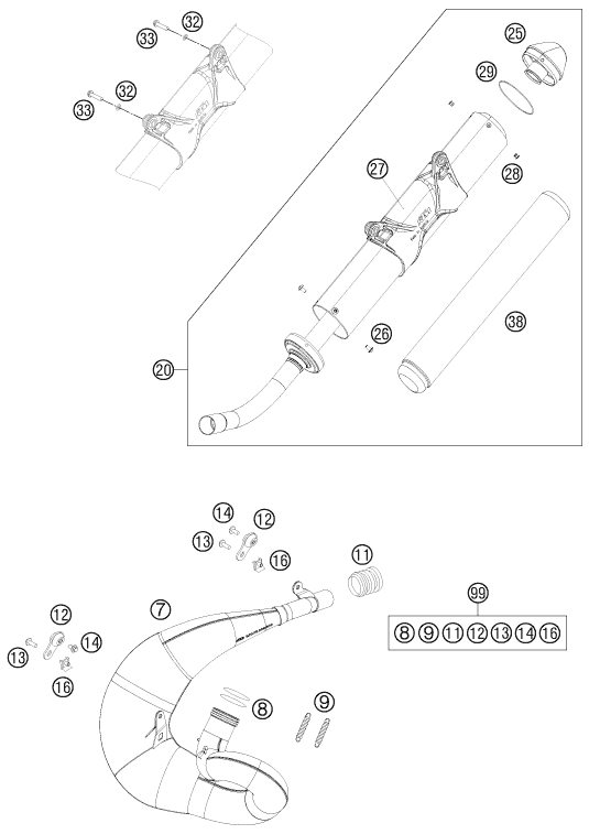 Explosionsgrafik AUSPUFFANLAGE