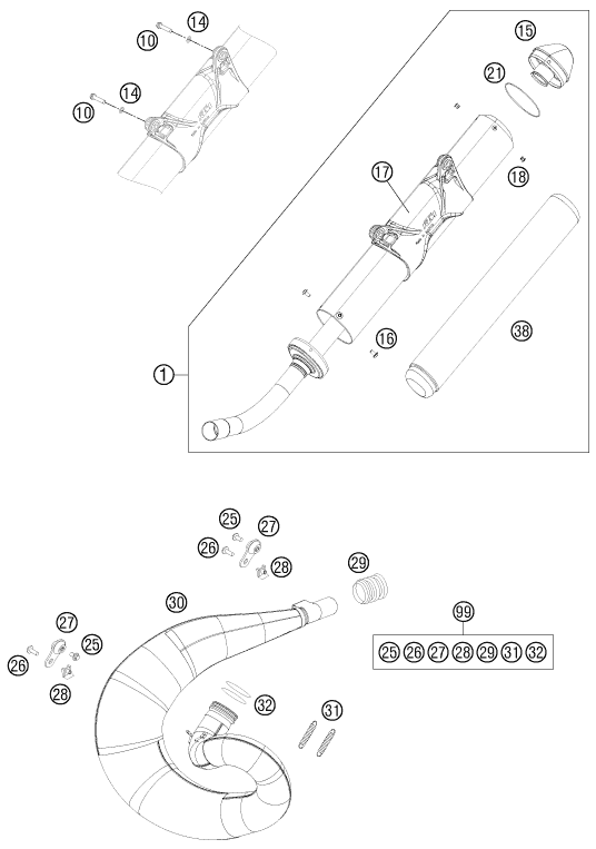 Explosionsgrafik AUSPUFFANLAGE