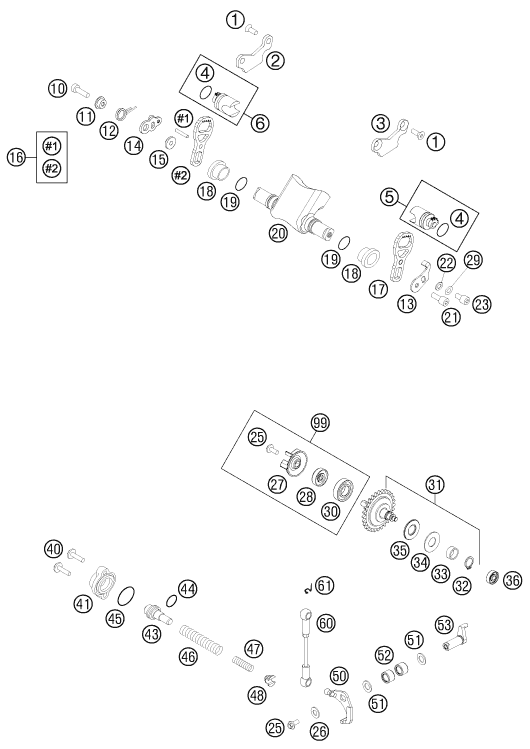 Explosionszeichnung der Baugruppe AUSLASSSTEUERUNG, Position 3 ist markiert