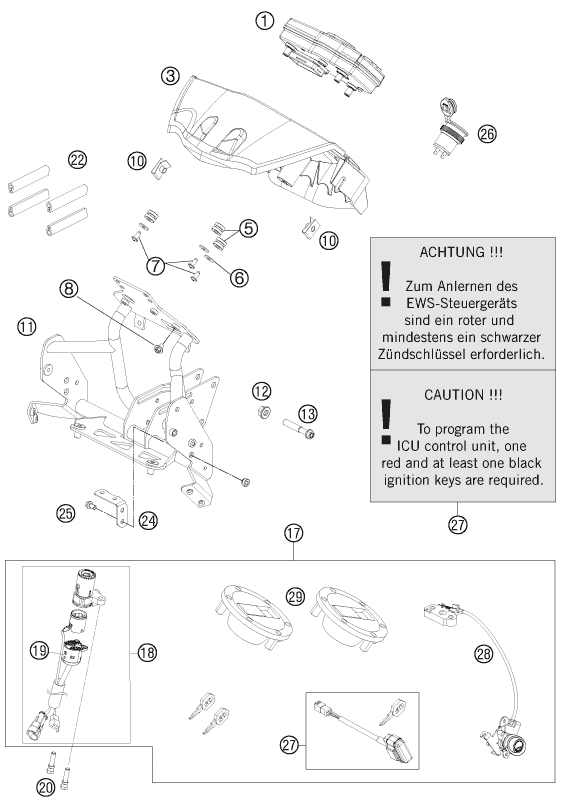 Explosionsgrafik INSTRUMENTE / SCHLOSSSYSTEM