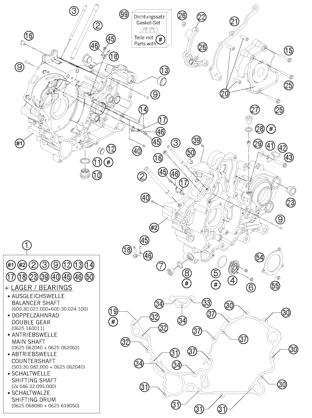 Explosionsgrafik MOTORGEHÄUSE
