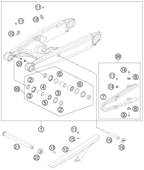 Explosionsgrafik SCHWINGARM