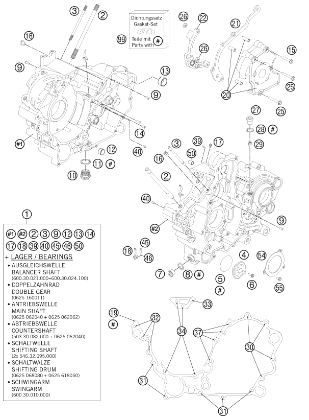 Explosionsgrafik MOTORGEHÄUSE