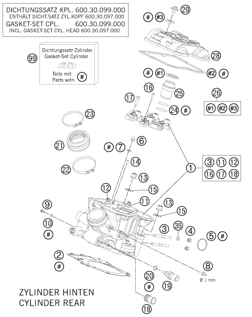 Explosionsgrafik ZYLINDERKOPF HINTEN