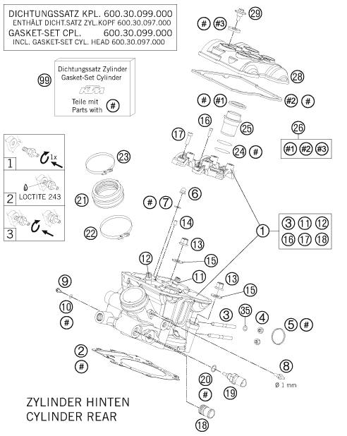 Explosionsgrafik ZYLINDERKOPF HINTEN